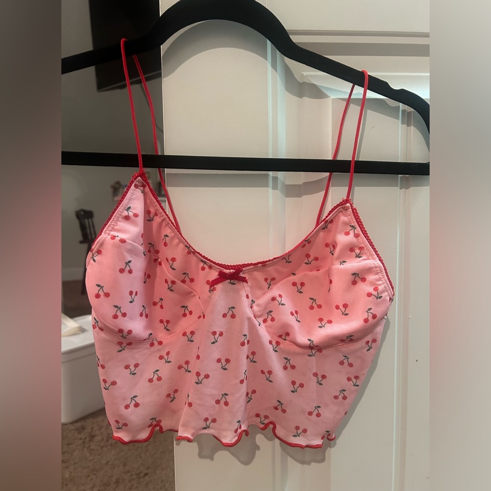 Adika cherry mesh top